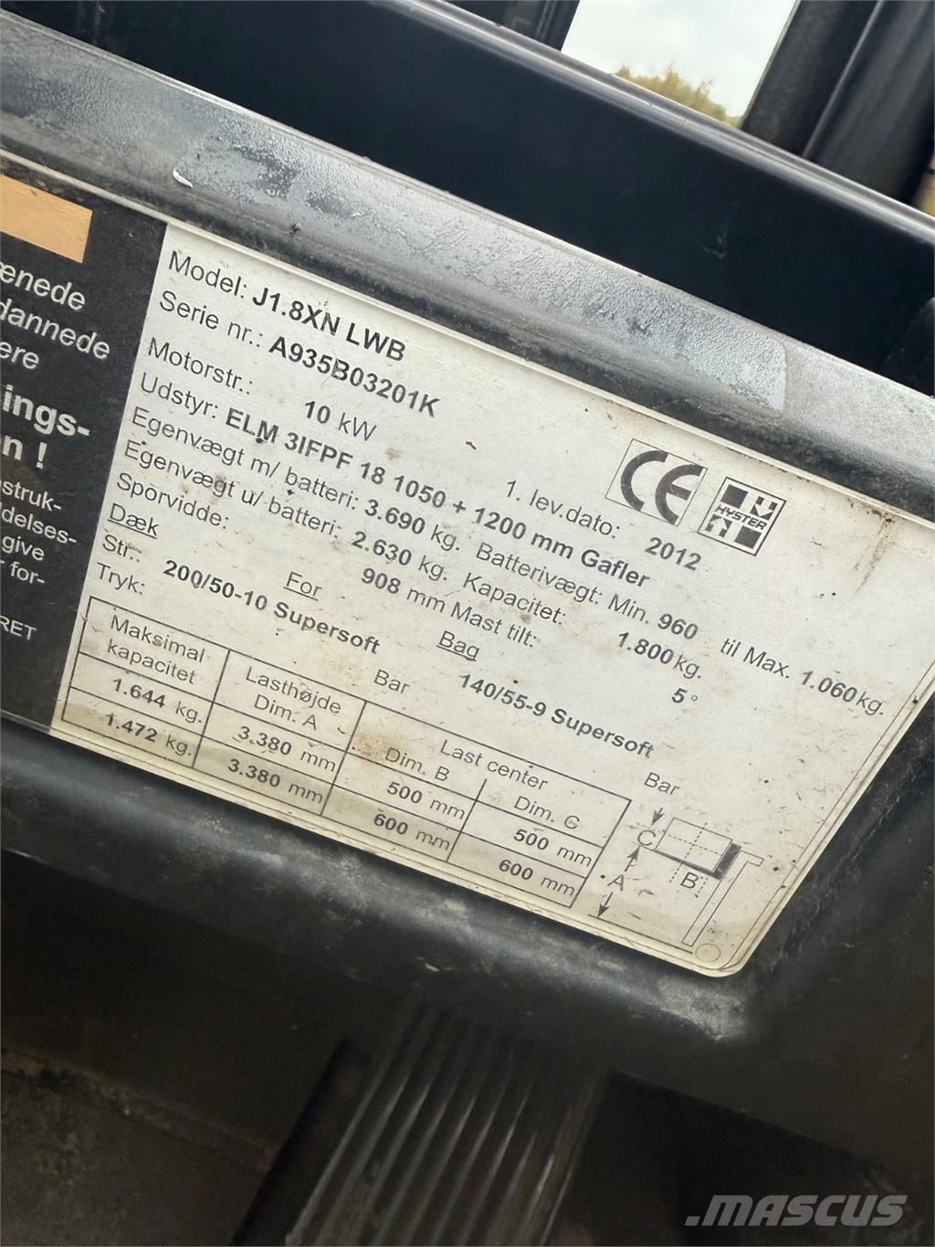 Hyster J1.8XN Elektrikli forkliftler