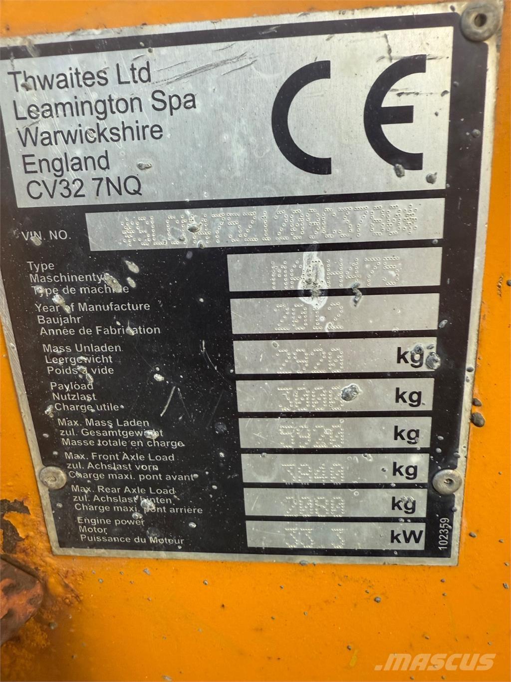 Thwaites 3 tons Belden kirma kamyonlar