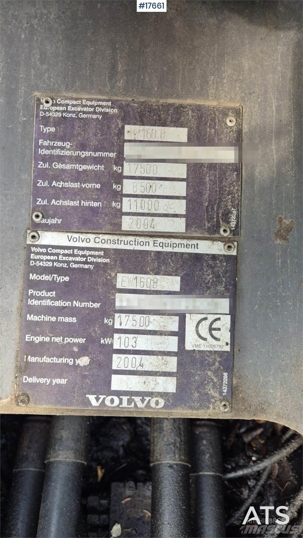 Volvo EW 160B Lastik tekerli ekskavatörler