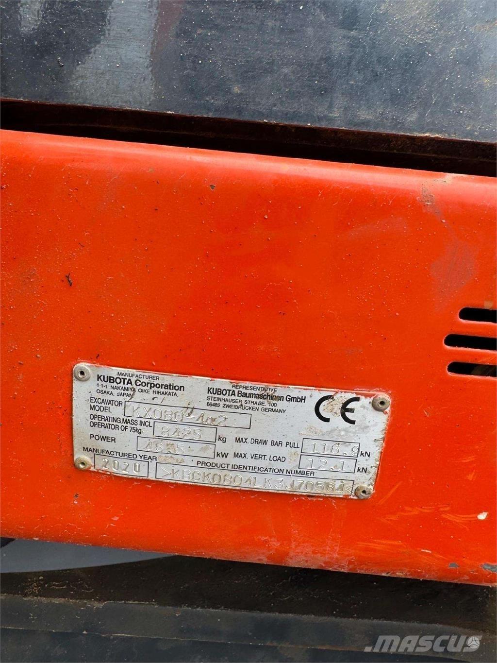 Kubota KX080-4a2 Paletli ekskavatörler