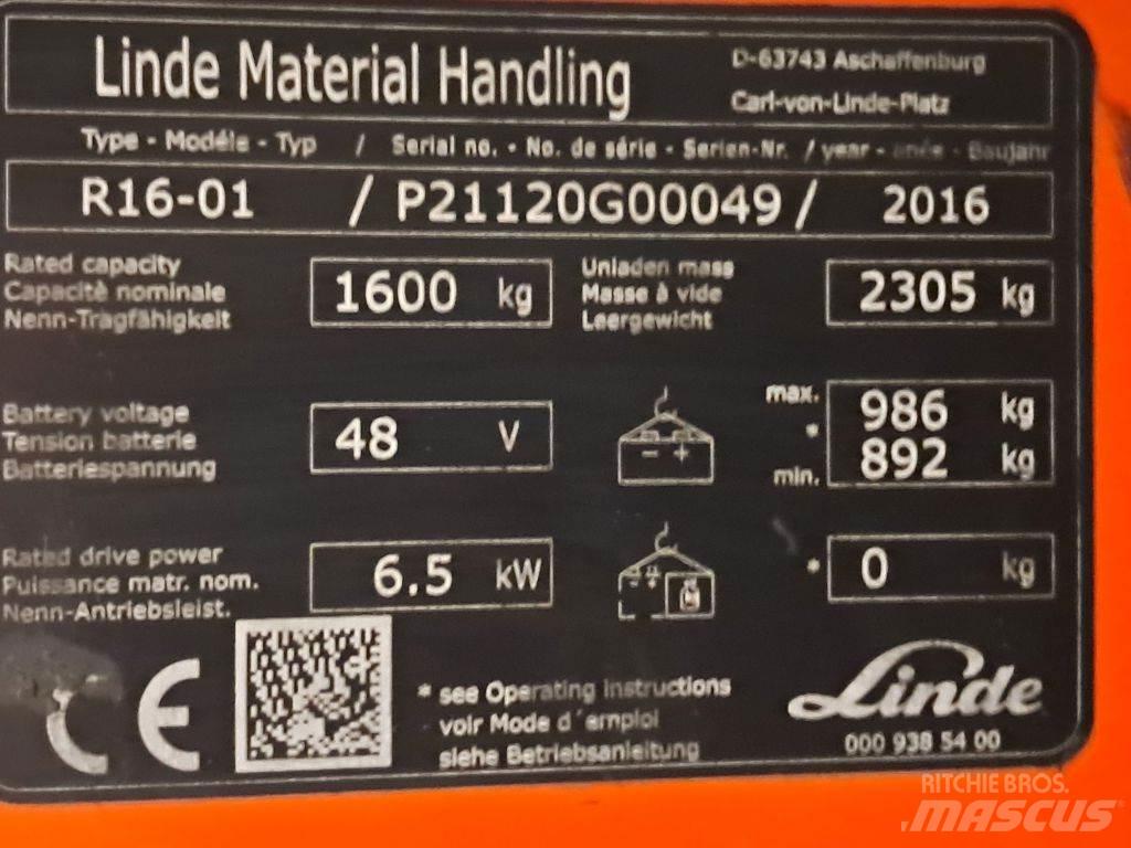 Linde R16-01 Reach truck - depo içi istif araçları