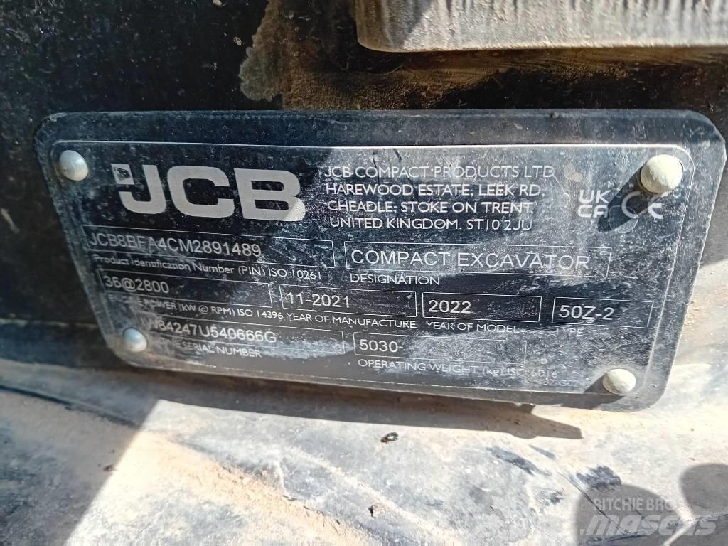 JCB 50 Z-2 Mini ekskavatörler, 7 tona dek