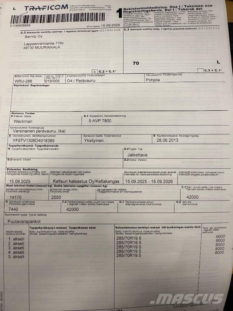 Weckman 5 AVP 7800 Tomruk römorklari