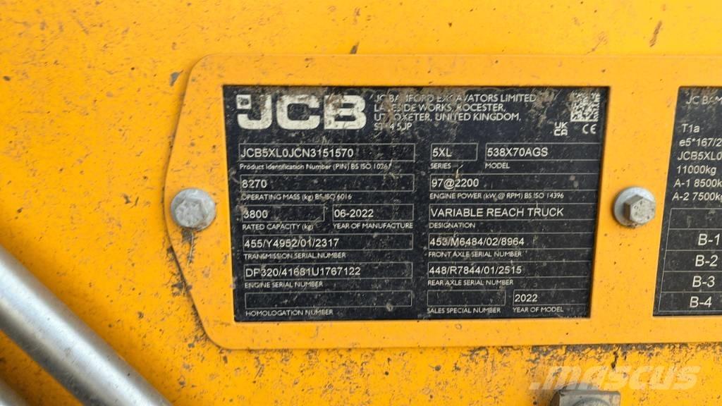 JCB 538-70 Tarimsal teleskopik yükleyiciler