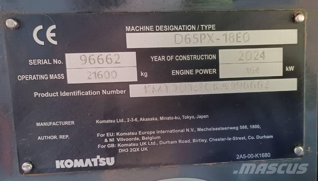 Komatsu D65PX-18E0 Paletli dozerler