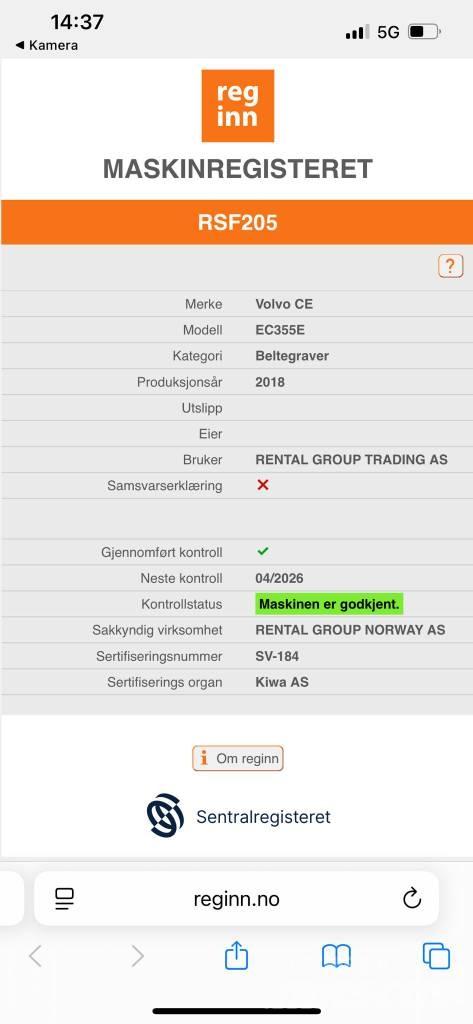 Volvo ECR355EL Paletli ekskavatörler