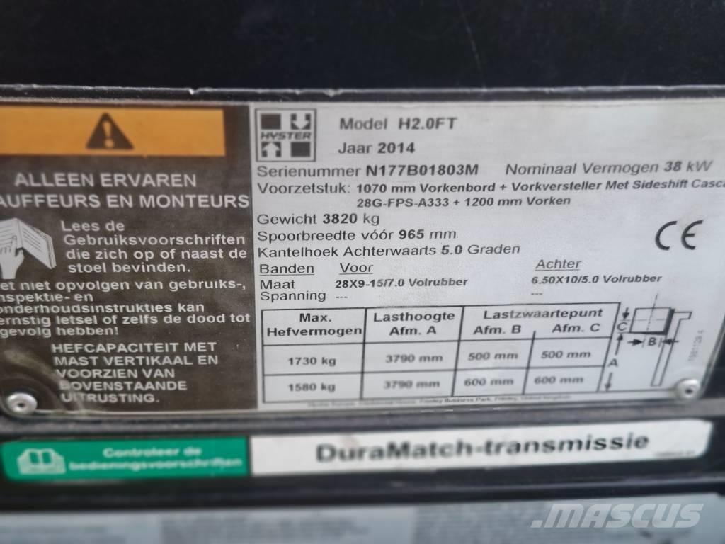 Hyster H 2.0 FT LPG'li forkliftler