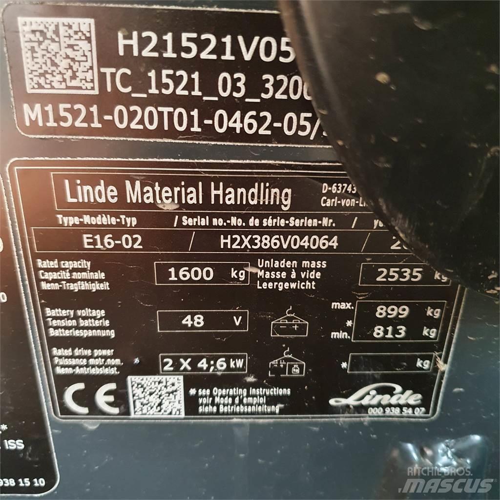 Linde E16 Elektrikli forkliftler