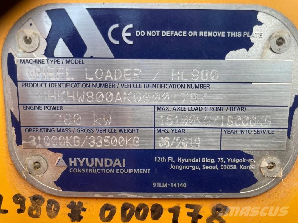 Hyundai HL 980 Tekerlekli yükleyiciler