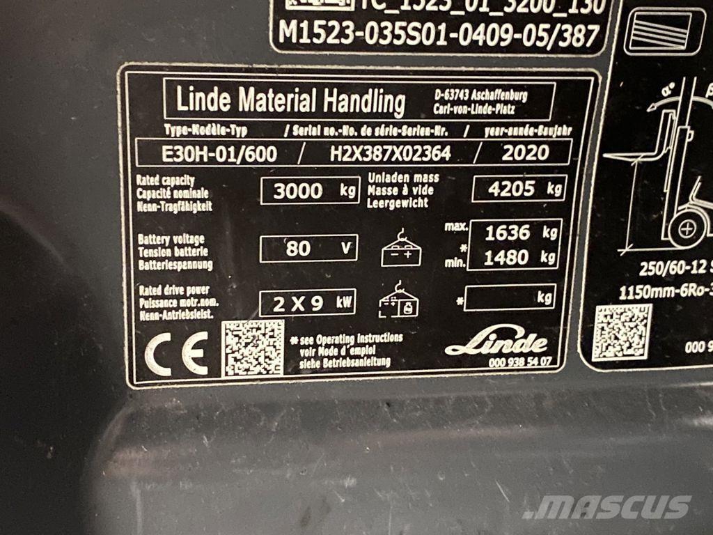 Linde E30H-01/600 Elektrikli forkliftler