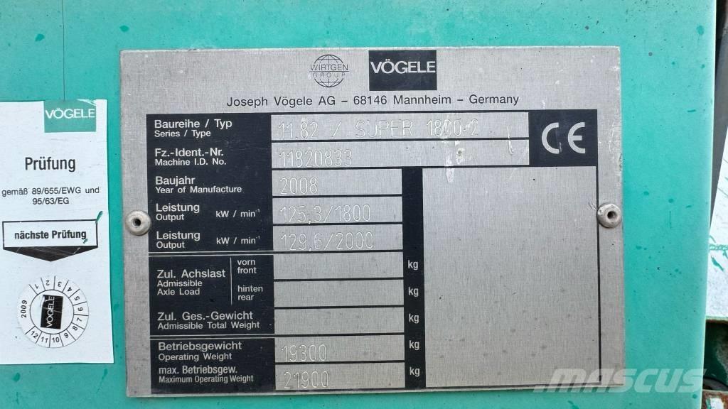 Vögele Super 1800-2 Asfalt sericiler