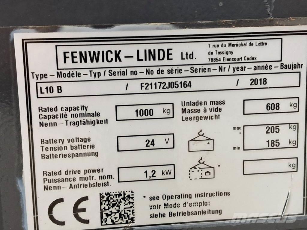 Linde L10B Yaya kumandali istif makinasi