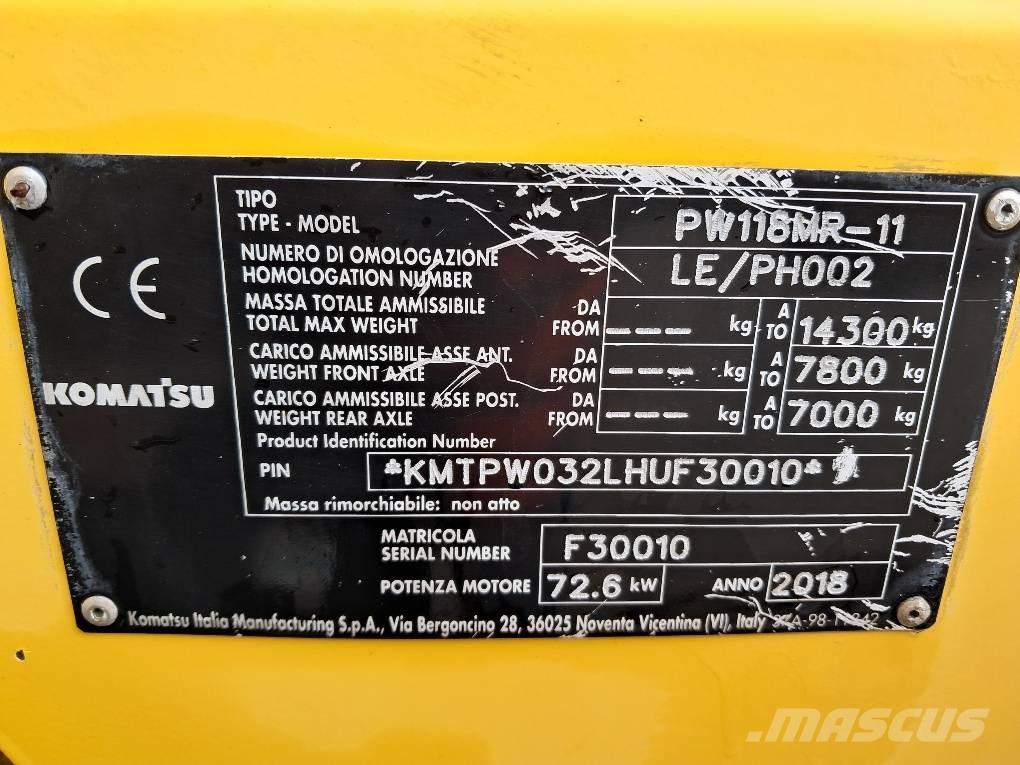 Komatsu PW118MR-11 Lastik tekerli ekskavatörler