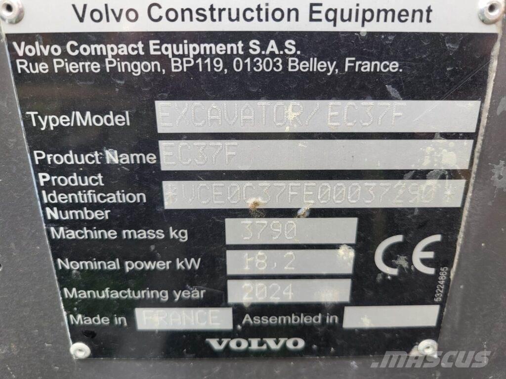 Volvo EC37F Mini ekskavatörler, 7 tona dek