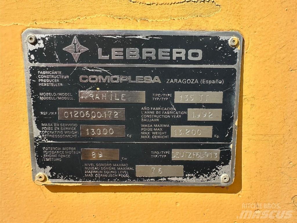 Lebrero 135 TT Tek tamburlu silindirler