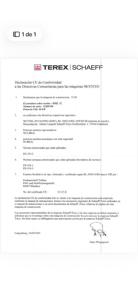 Terex HML 32 Lastik tekerli ekskavatörler