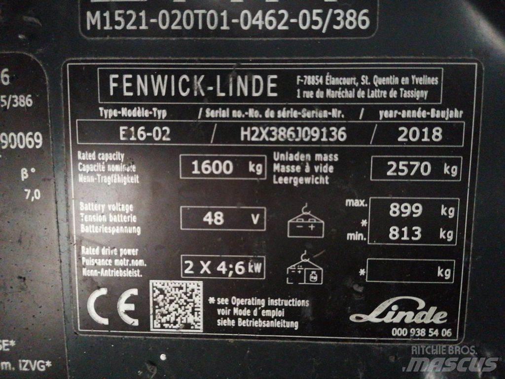 Linde E16-02 Elektrikli forkliftler