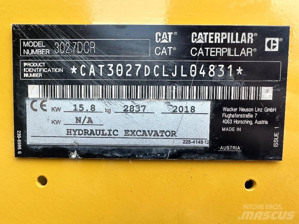 CAT 302.7D CR Mini ekskavatörler, 7 tona dek