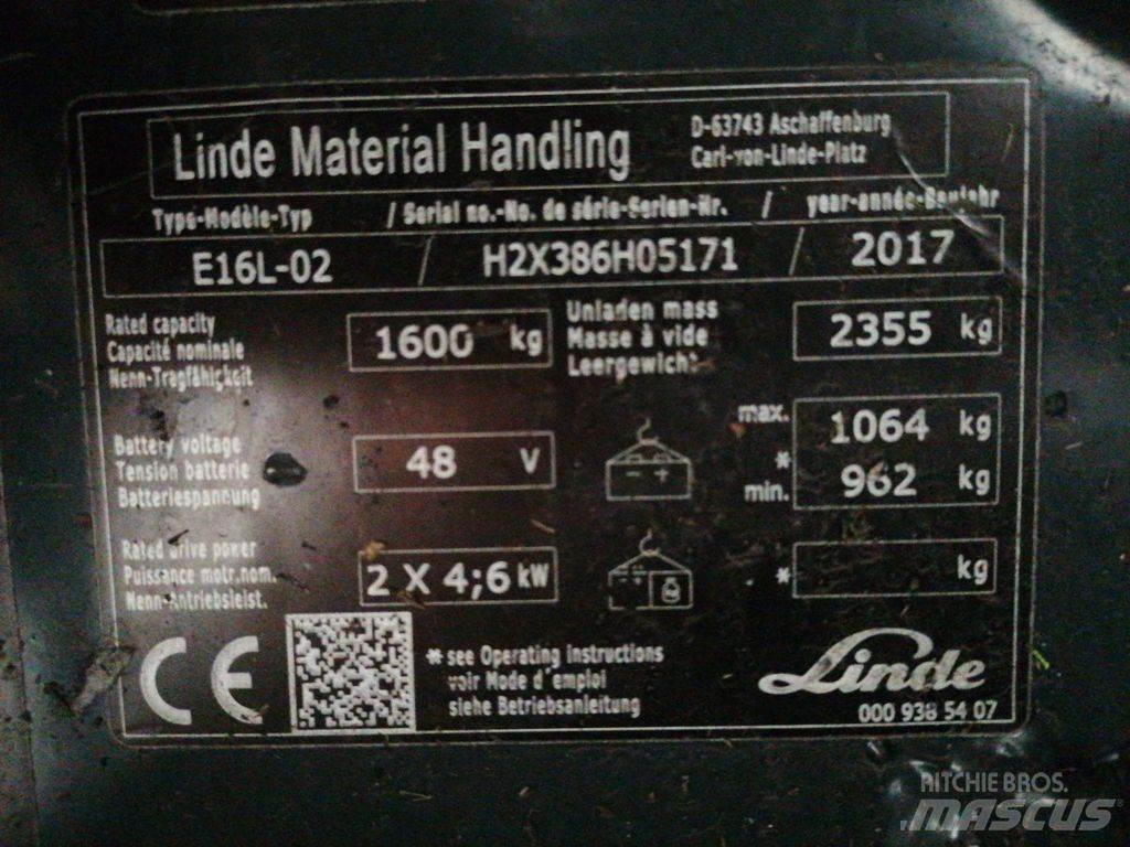 Linde E16L-02 Elektrikli forkliftler