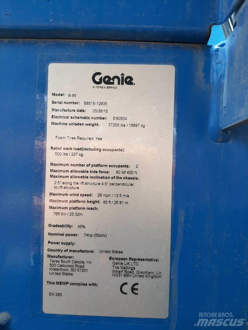 Genie S85 Teleskopik personel platformları