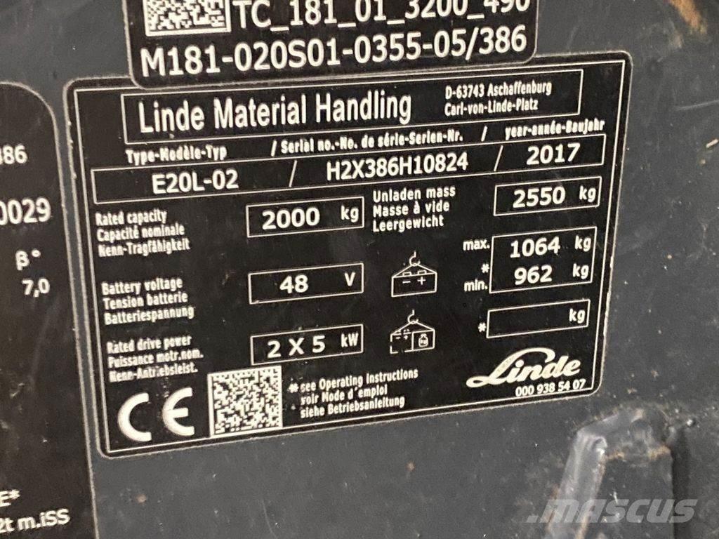 Linde E20L-02 Elektrikli forkliftler