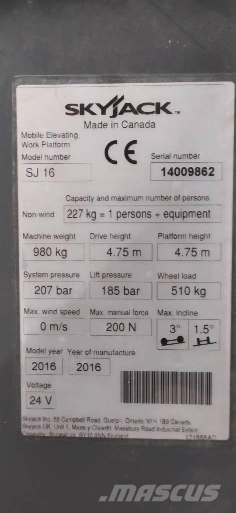 SkyJack SJ 16 Personel Platformları ve Cephe Asansörleri