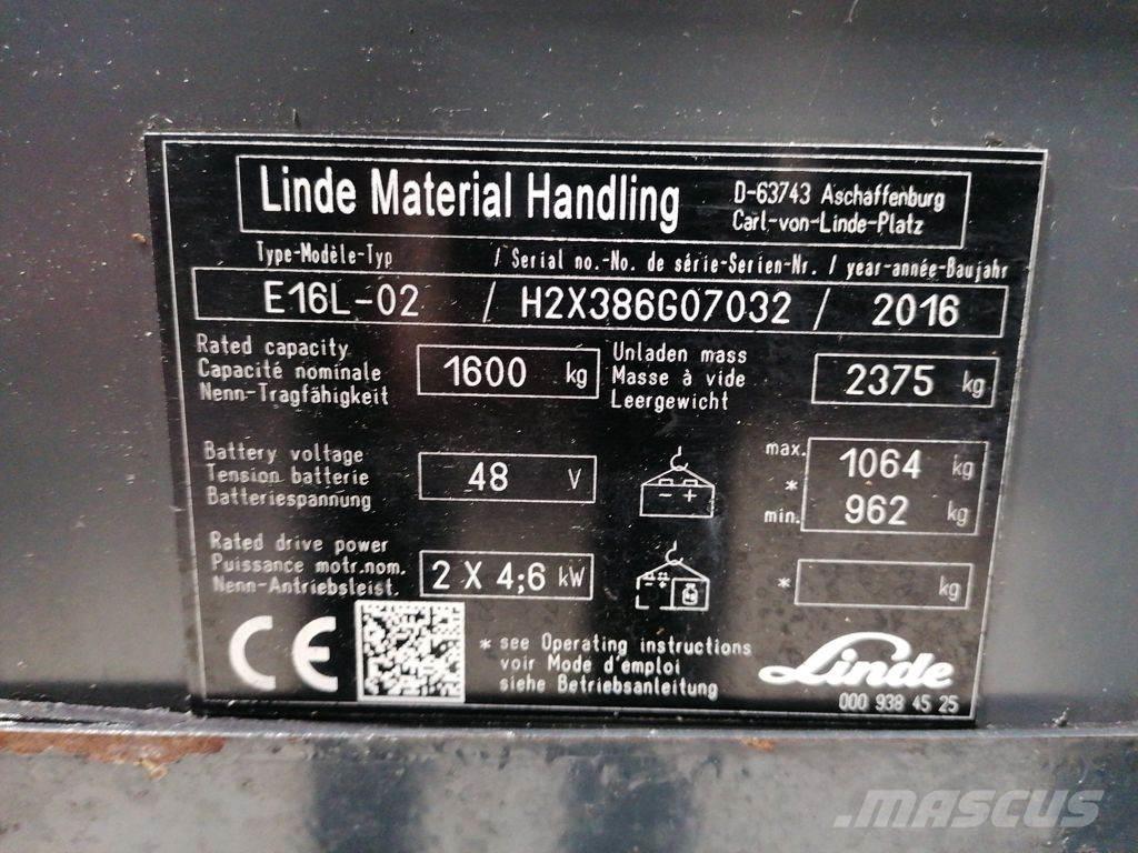 Linde E16L-02 Elektrikli forkliftler