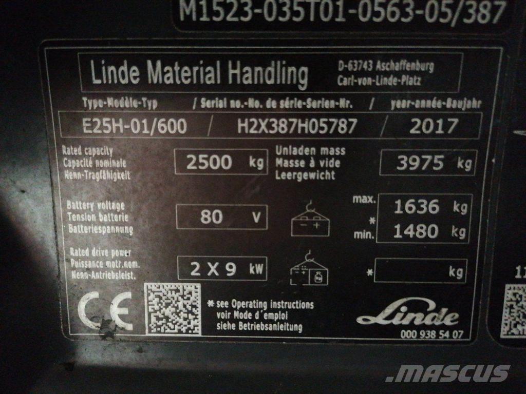 Linde E25H-01/600 Elektrikli forkliftler