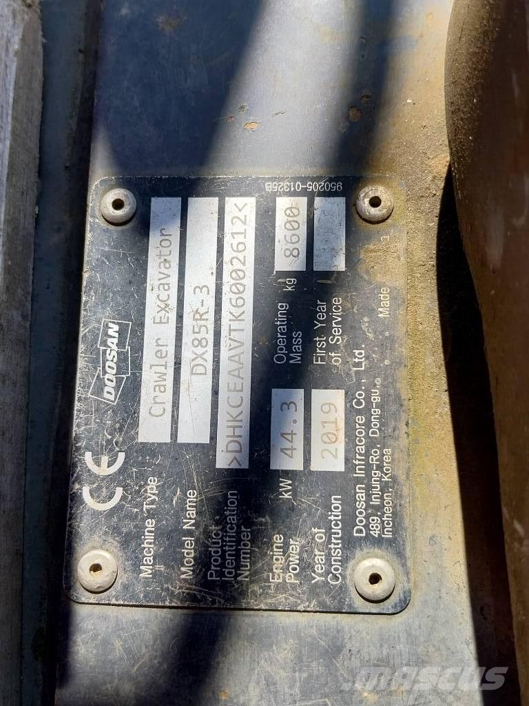 Doosan DX 85 R-3 Midi ekskavatörler 7 - 12 t