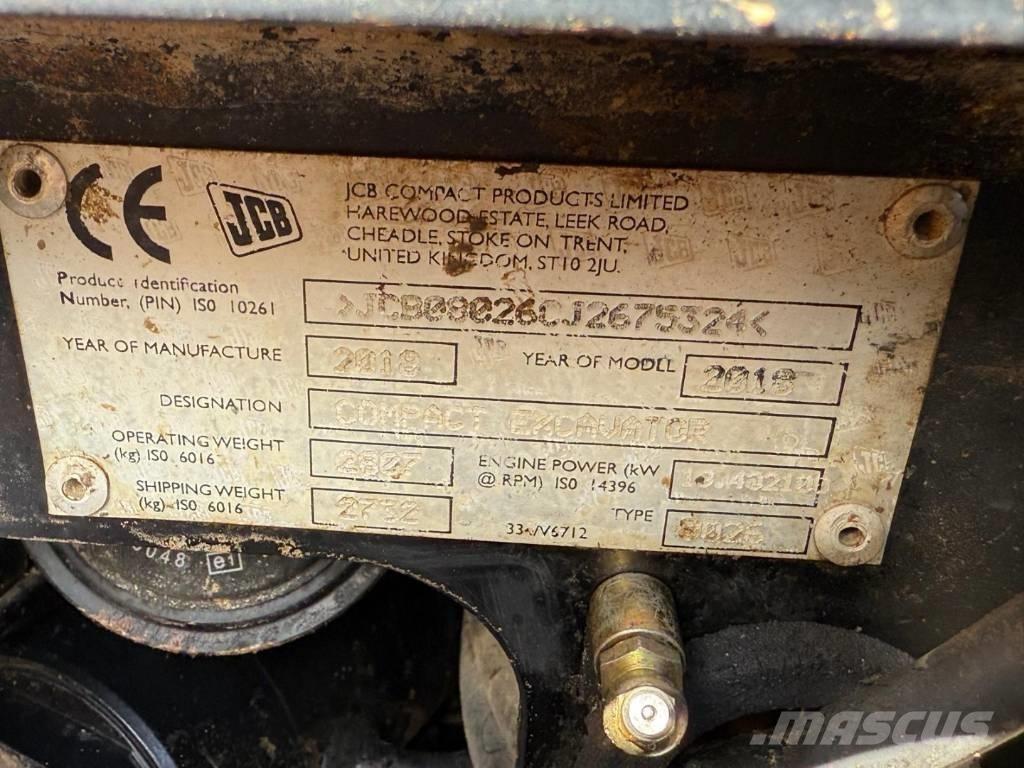 JCB 8026 CTS Mini ekskavatörler, 7 tona dek