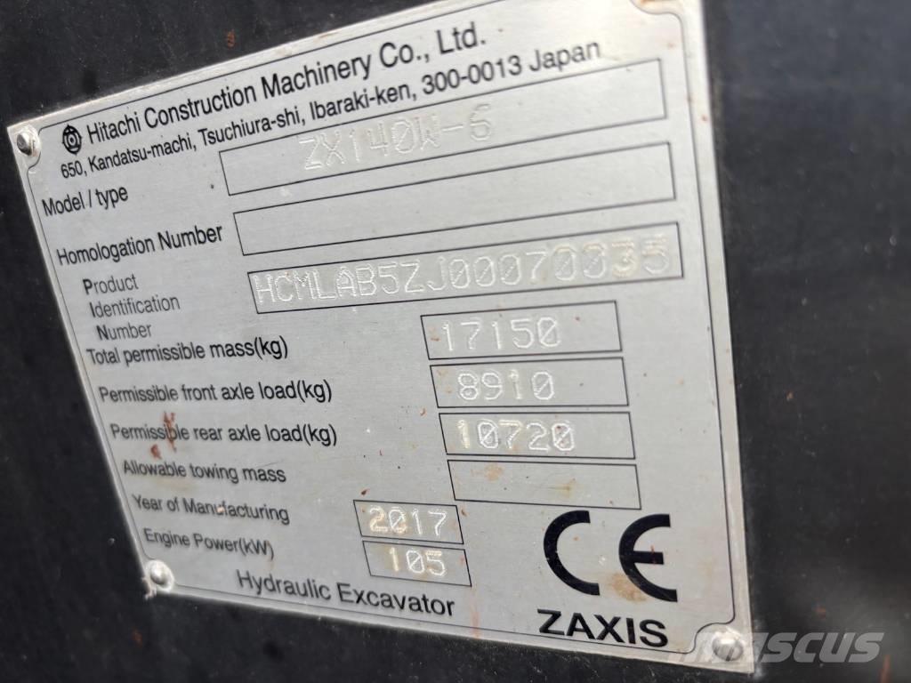 Hitachi ZX 140 W-6 Lastik tekerli ekskavatörler