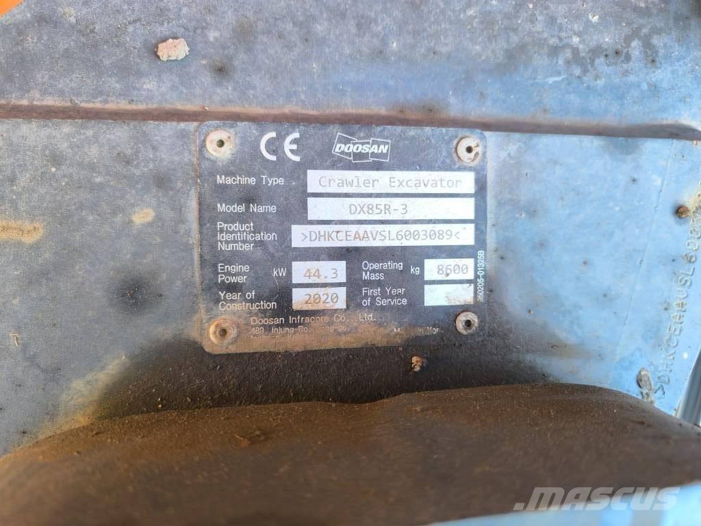 Doosan DX 85 R-3 Midi ekskavatörler 7 - 12 t