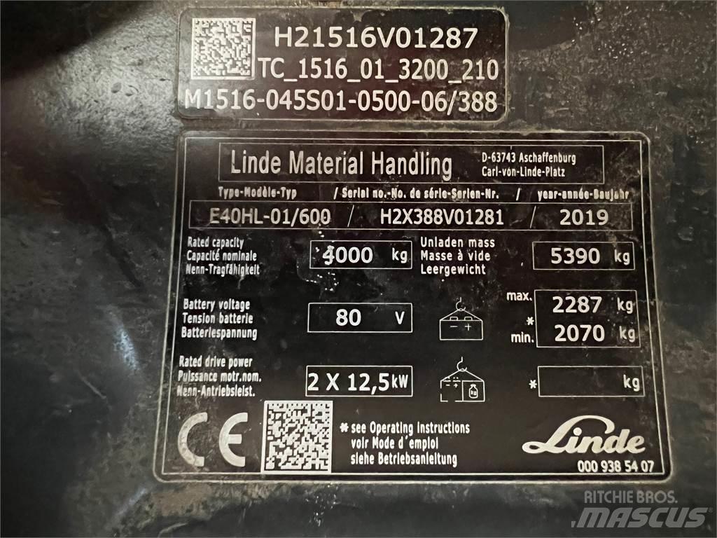 Linde E 40/600 HL Elektrikli forkliftler