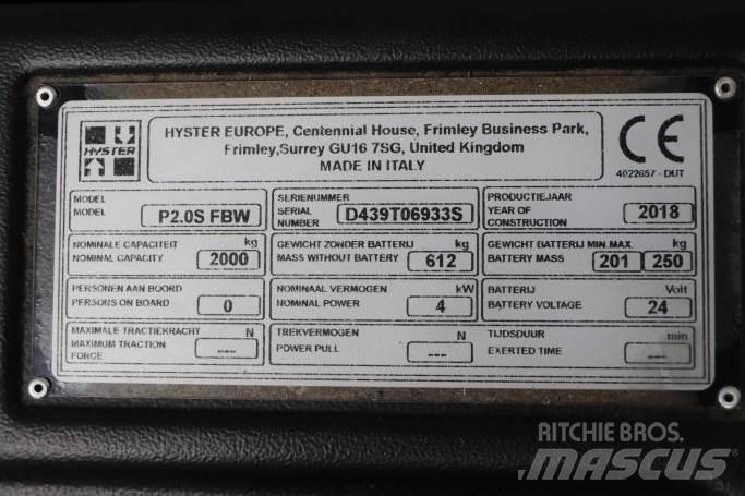 Hyster P2.0S Düsük seviye kaldirici
