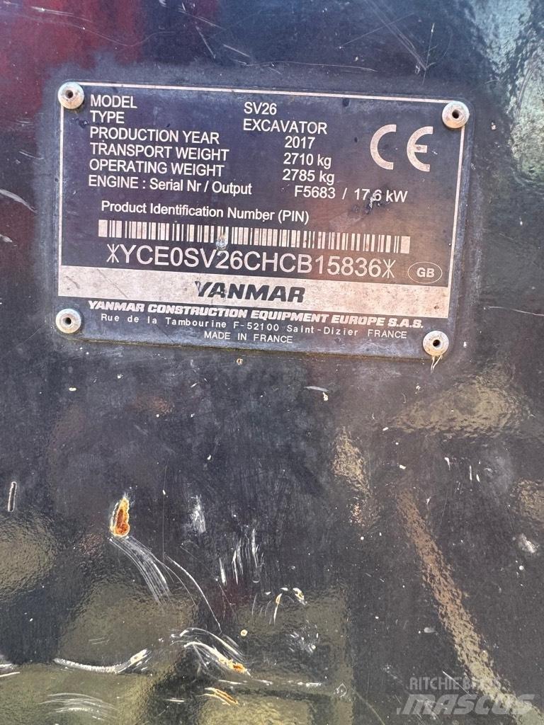 Yanmar SV 26 Mini ekskavatörler, 7 tona dek