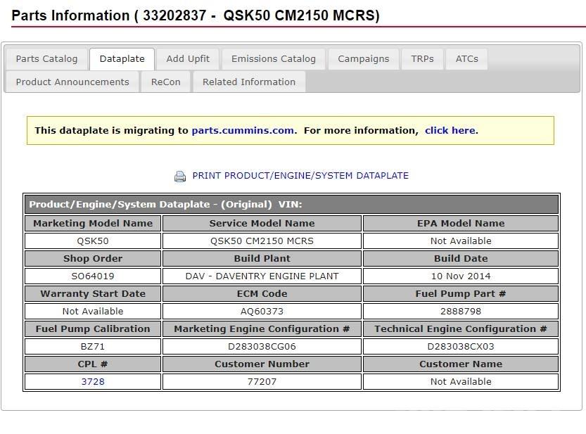 Cummins QSK50TA Motorlar