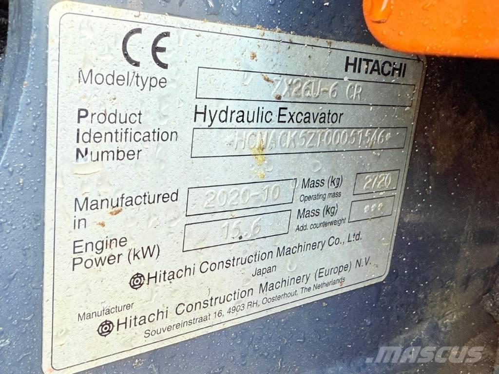 Hitachi ZX 26 U-6 CR Mini ekskavatörler, 7 tona dek