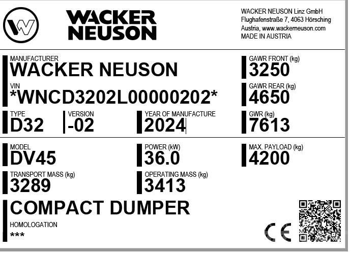 Wacker Neuson DV45 Belden kirma kamyonlar