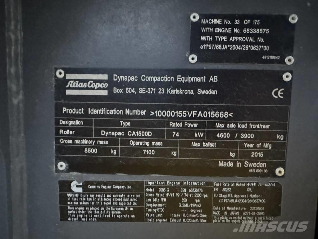 Dynapack CA1500D Tek tamburlu silindirler