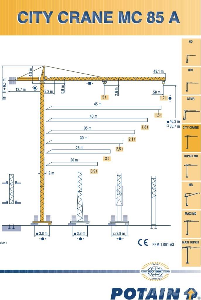 Potain SP85A Kule vinçler