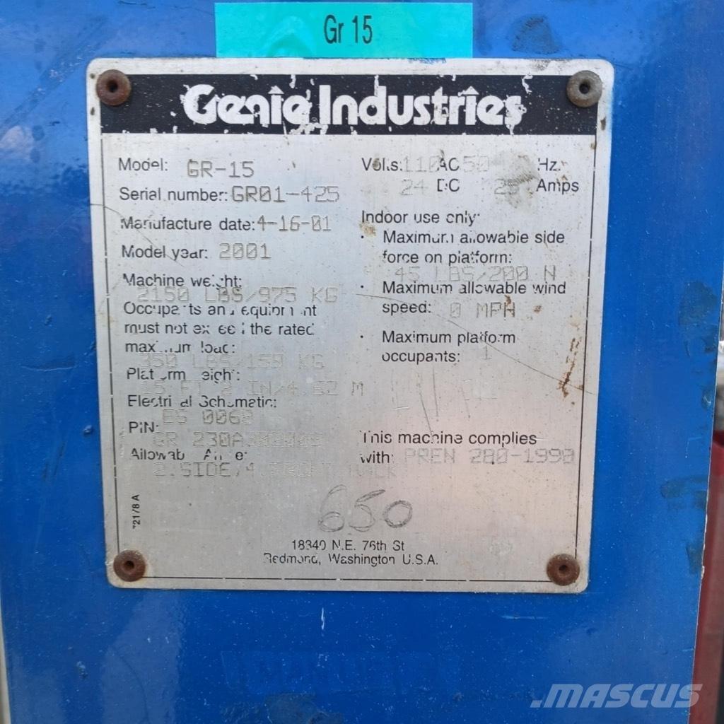 Genie GR 15 Kompakt kendinden tahrikli personel platformları