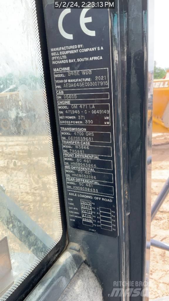 Bell B45E Belden kirma kaya kamyonu