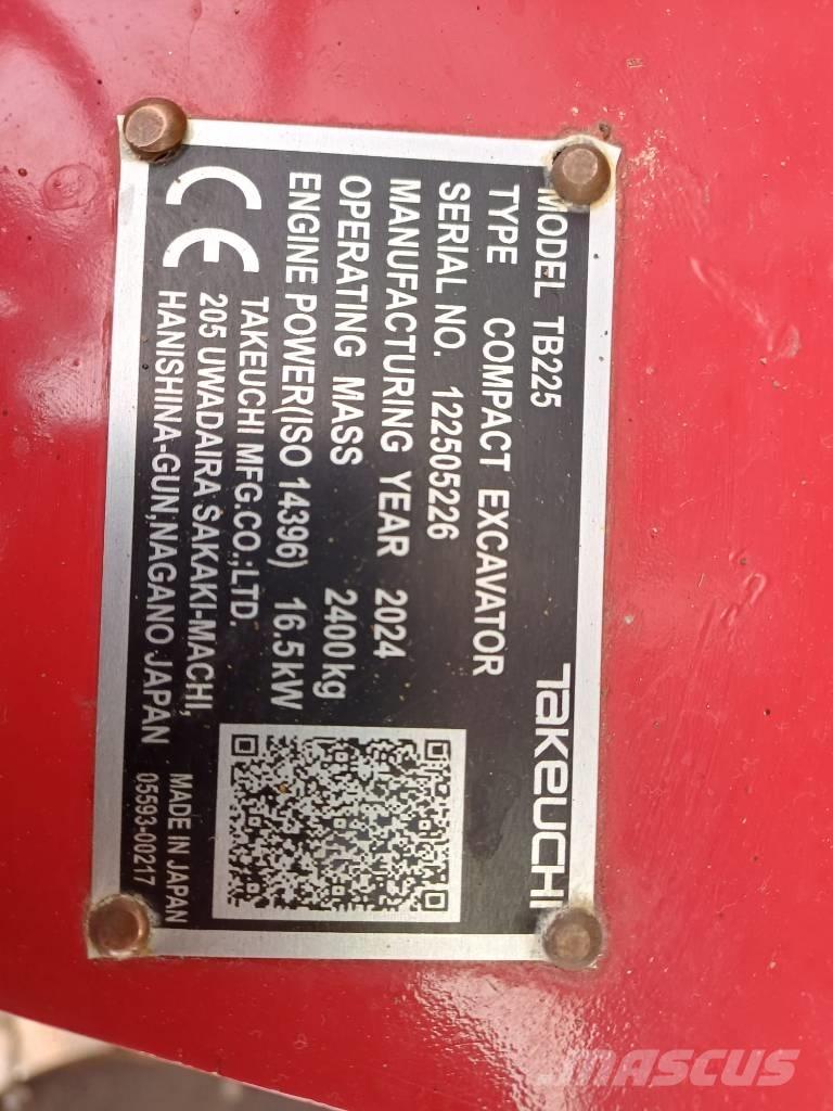 Takeuchi TB 225 Mini ekskavatörler, 7 tona dek
