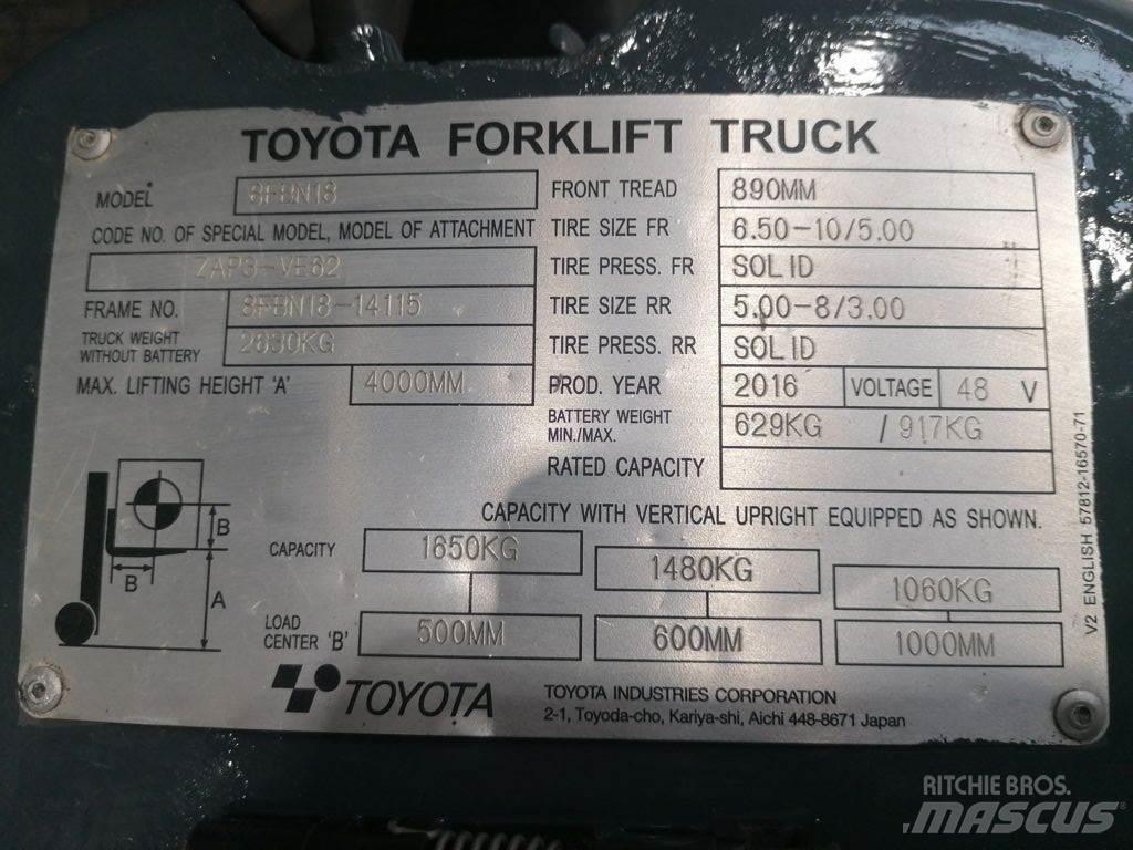 Toyota 8FBN18 Elektrikli forkliftler
