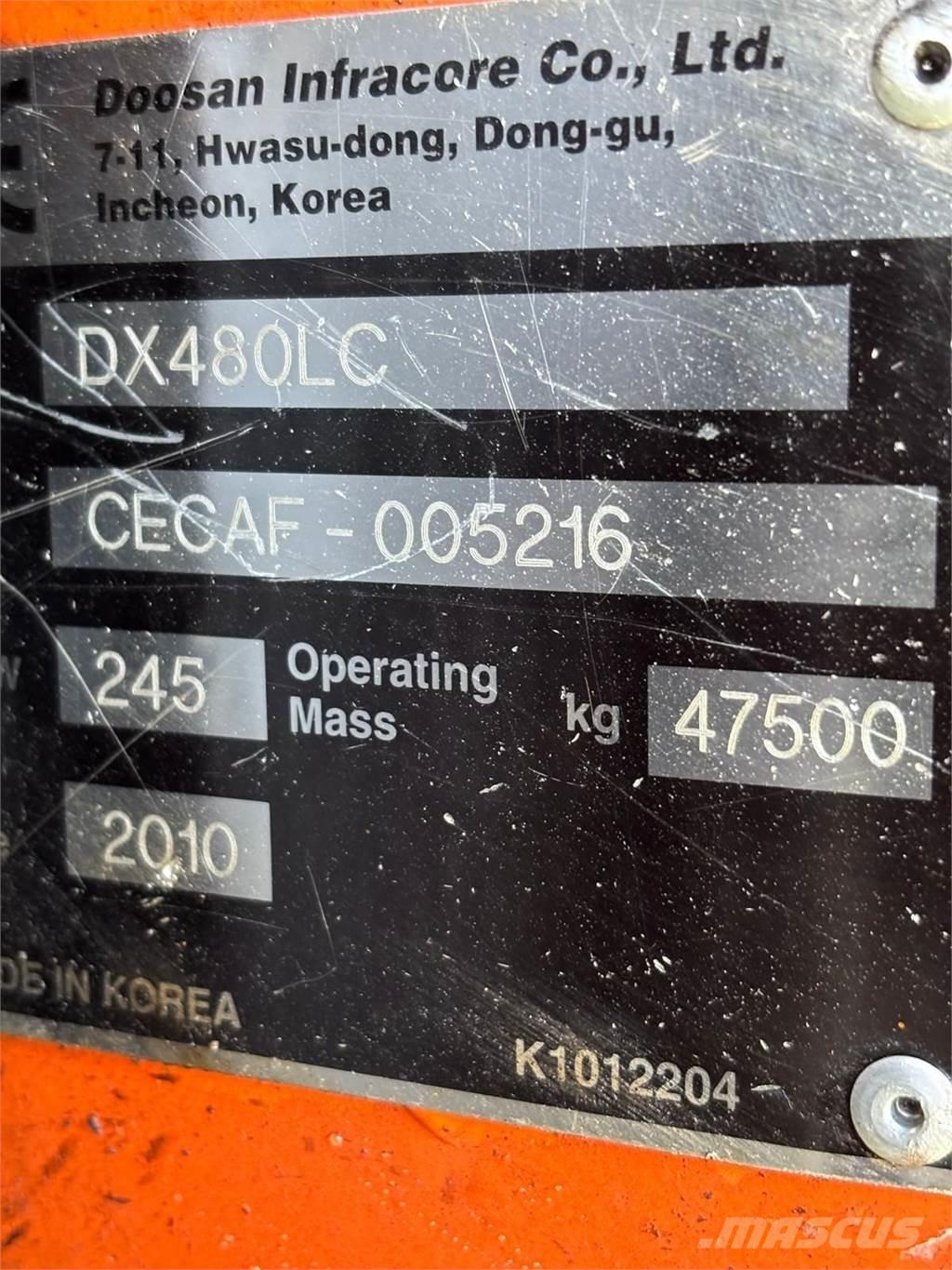 Doosan DX480LC Paletli ekskavatörler
