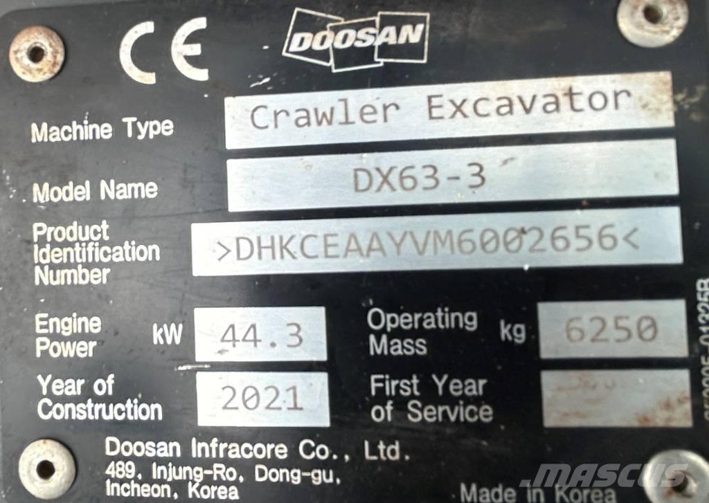 Doosan DX63-3 Paletli ekskavatörler