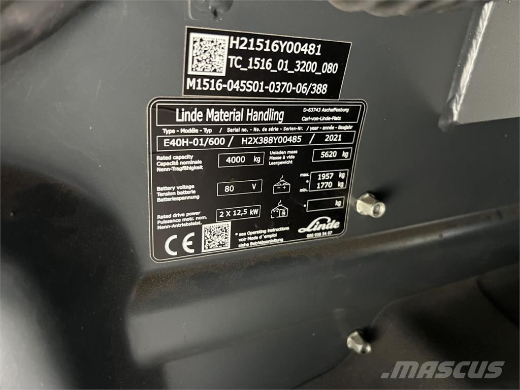 Linde E 40H-01 / 600 Elektrikli forkliftler