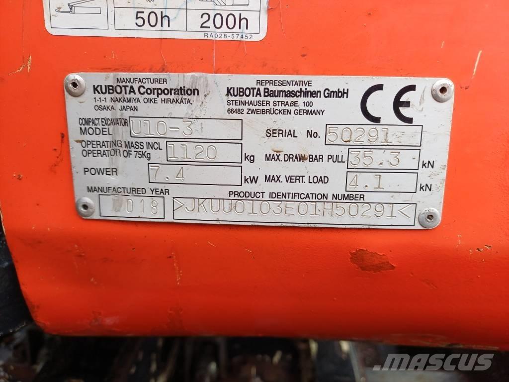 Kubota U 10-3 Mini ekskavatörler, 7 tona dek