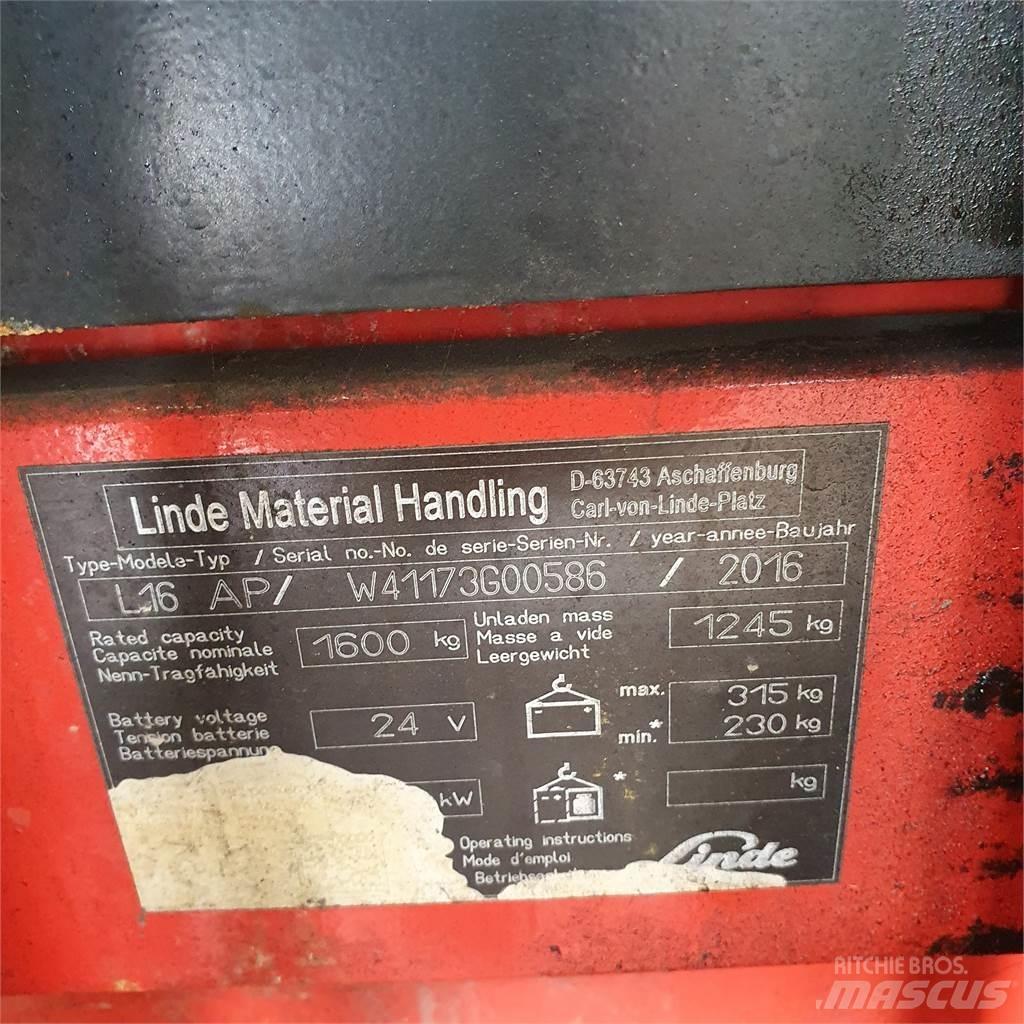 Linde L16AP Yaya kumandali istif makinasi