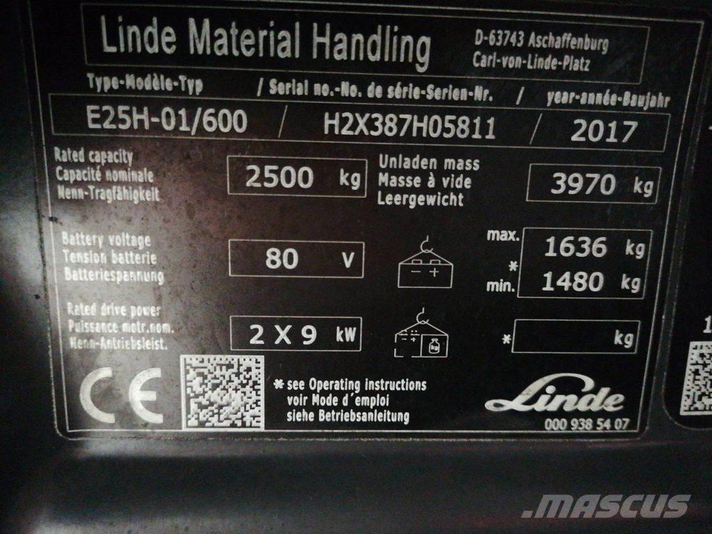 Linde E25H-01/600 Elektrikli forkliftler